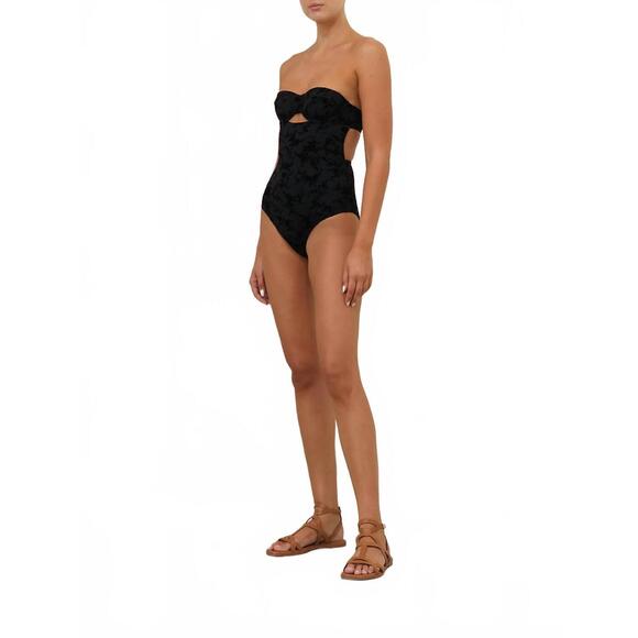 NEW ZIMMERMANN wylie textured balconette one piece in black One Pieces